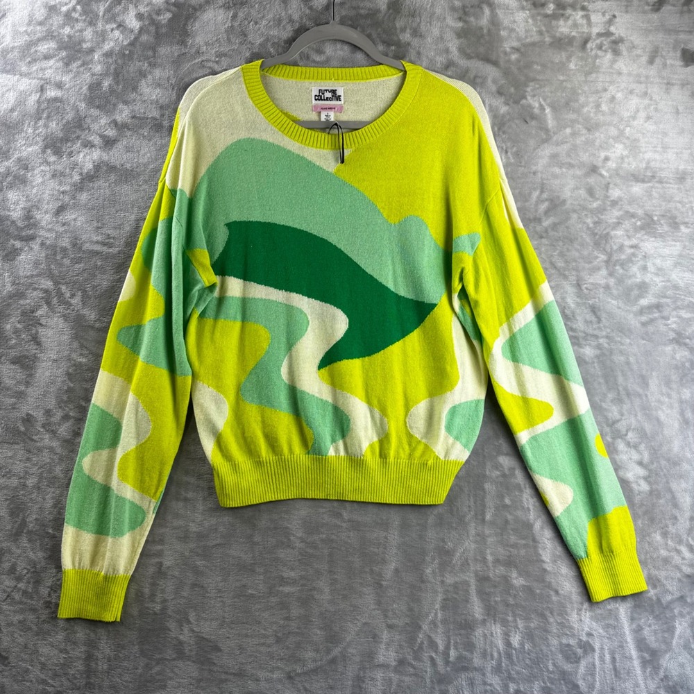 Future Collective Sweater Women S Green Abstract Alani Noelle Crewneck (1783)